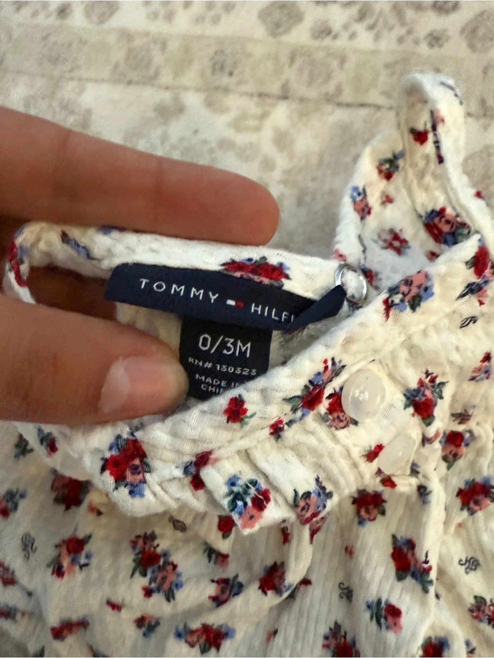 Tommy Hilfiger Baby Girls Floral Top and Denim Bloomers Set White Blue Red